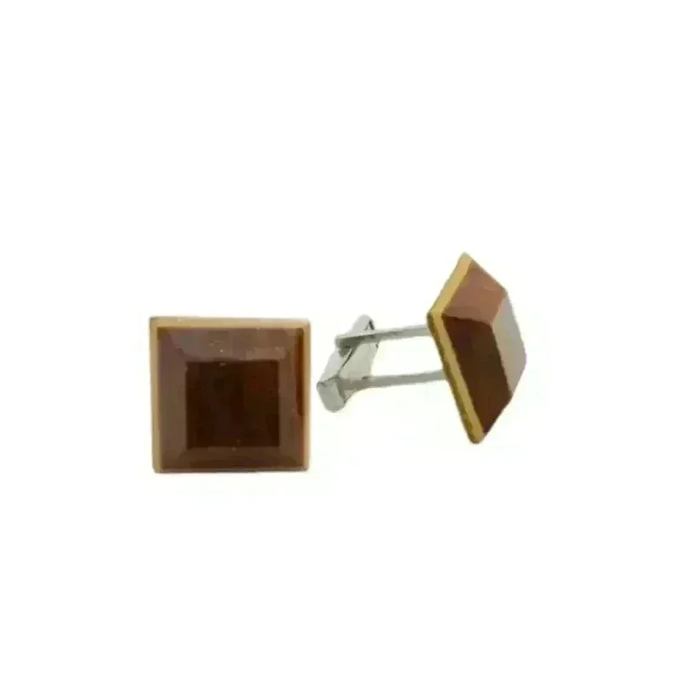 Vintage Wood Cufflinks Cuff Links Mid Century Hand Made Wooden Carved Mod 1950